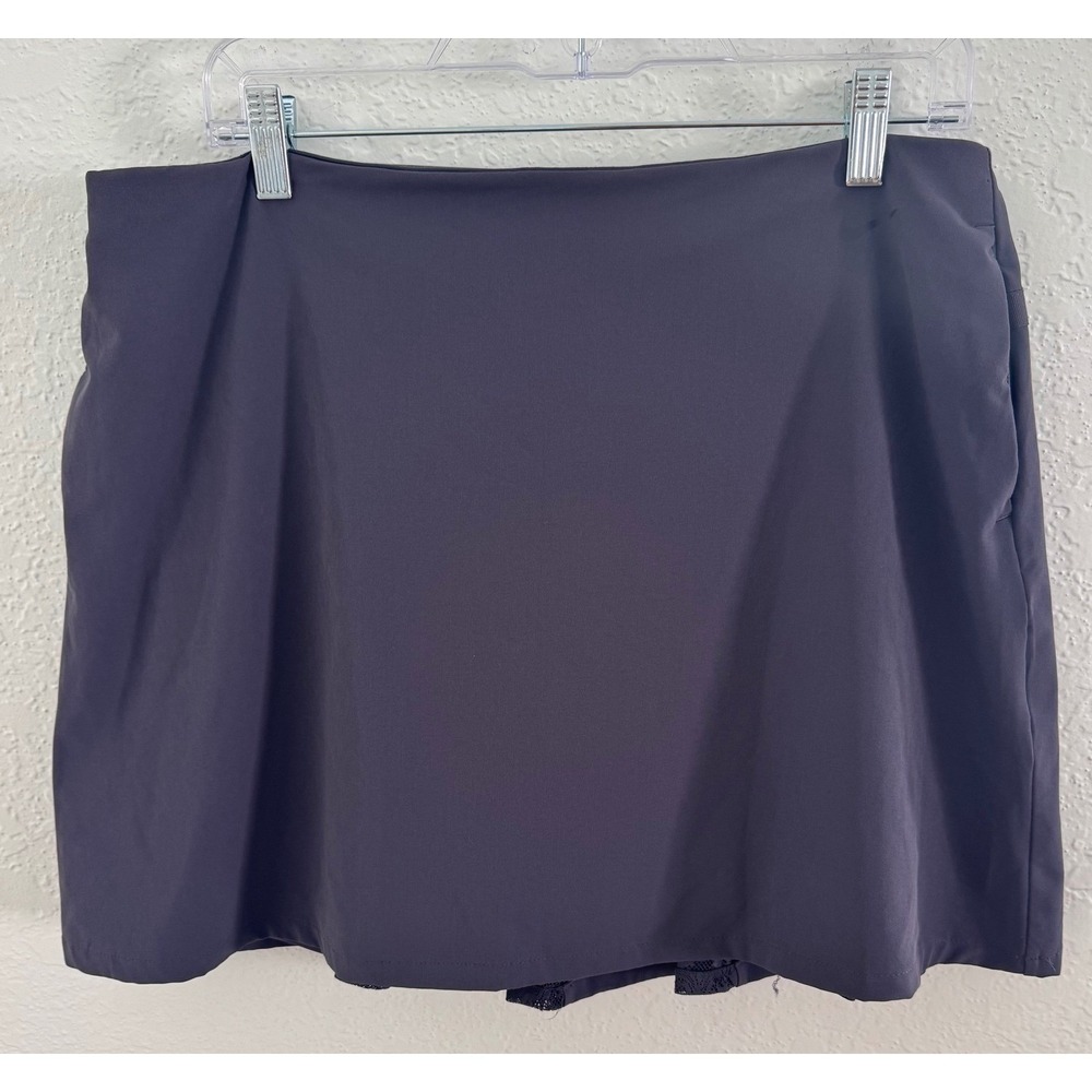 Nike Dri-Fit Pleated Gray Lace Insert Tennis Golf Skort Skirt Size Large Preppy